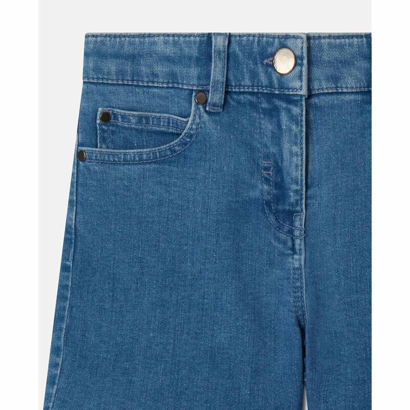 Stella McCartney Fringed-Heart Patch Stretch-Denim Shorts image number 2